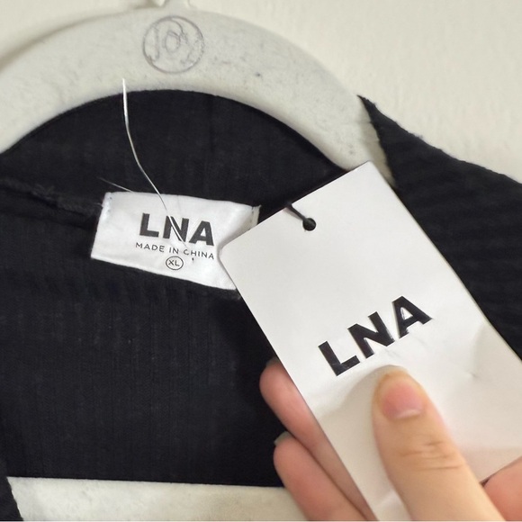 NWT LNA Neo Twist Front Black Ribbed Midi Dress XL - Picture 5 of 7